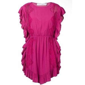 IRO Zestful Lace Ruffle Dress in Fuschia Size 36 (US Small) NWT
